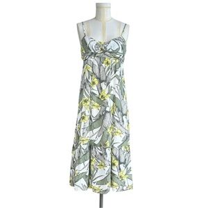 Banana Republic Palm Leaves Floral Bandeau Babydoll Dress Linen Blend Size 2
